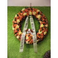 Remembrance Wreath with Carnations and a Plush Toy > Mourning Ribbon Including
